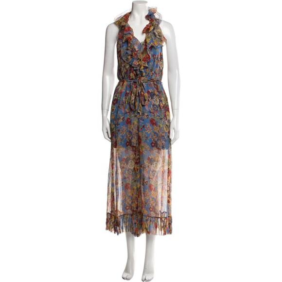 Zimmermann Dresses & Skirts - Zimmermann Silk Blue Floral Print Jumpsuit Size 0
